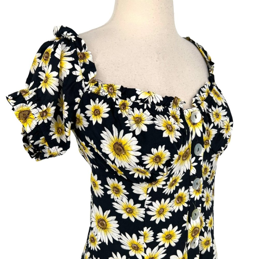Seven Wonders Daisy Puff Sleeve Off-Shoulder Mini Dress Black White Small NWT - Picture 4 of 12